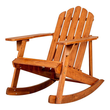 Kiawah Outdoor Patio Classic Acacia Wood Adirondack Rocking Chair - JONATHAN Y